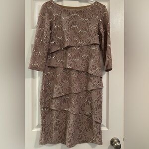 Ronni Nicole  Sequin Lace Long Sleeve Dress,  champagne color